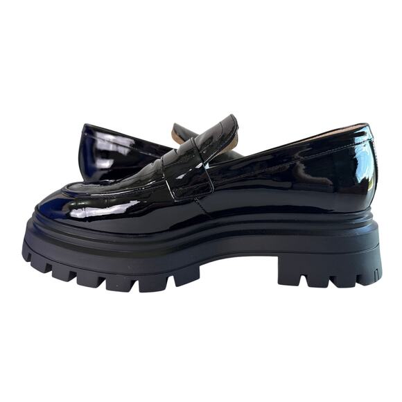 Stuart Weitzman Bedford Loafer Platform Slip On Womens 9.5 Black Patent Leather - Picture 5 of 13
